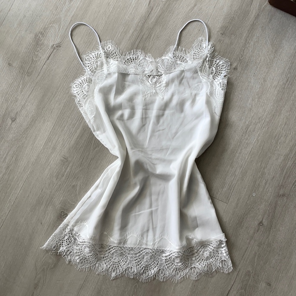 White Tank w/ Lace Trim
